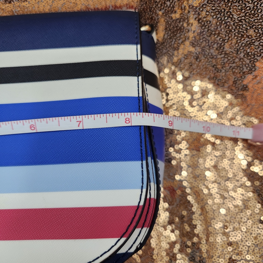 Kate Spade Blue, White and Red Stripes Flap Crossbody Bag - Picture 8 of 9